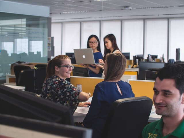People inside an office.