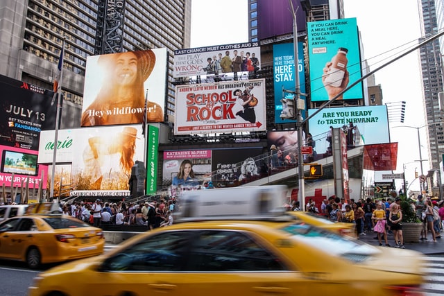 Billboard advertisements in downtown New York City.