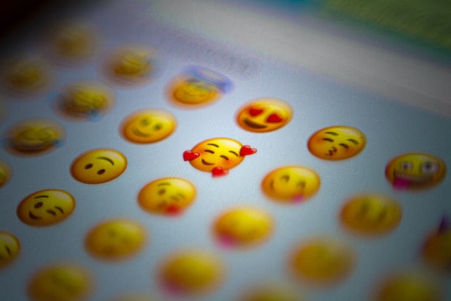 The selection of emoticons on a screen.