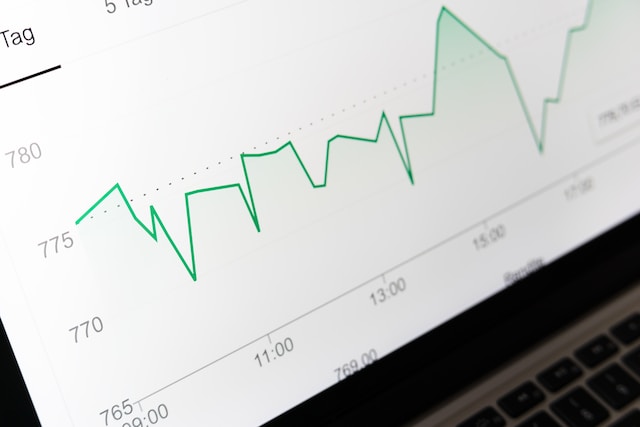 A white chart with a green line showing data.