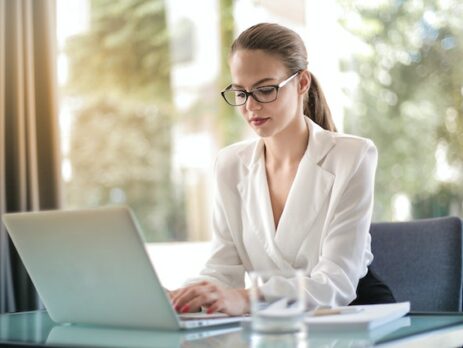 Woman working on her computer