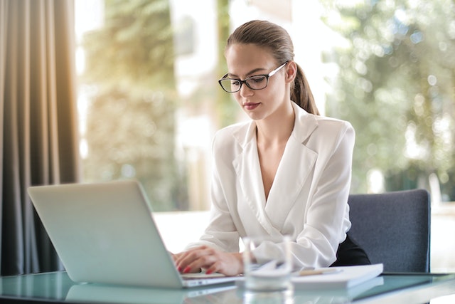 Woman working on her computer