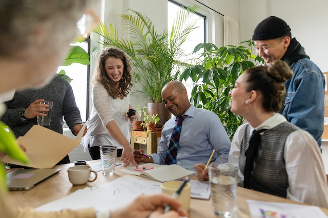 Happy employees in a meeting