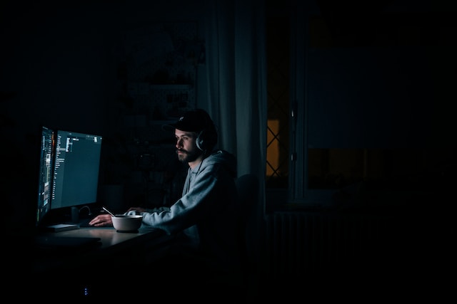 A man working at night.