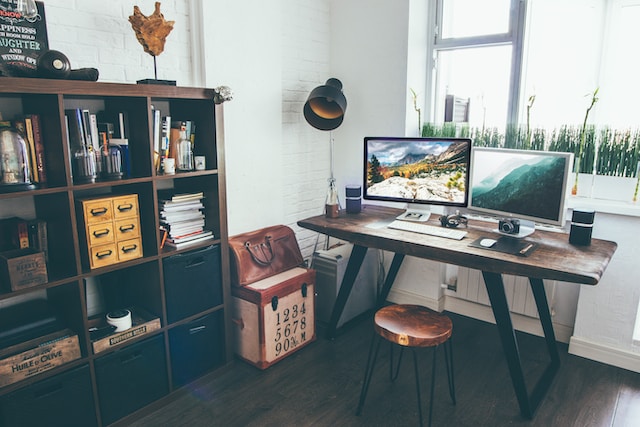 A work desk at home.