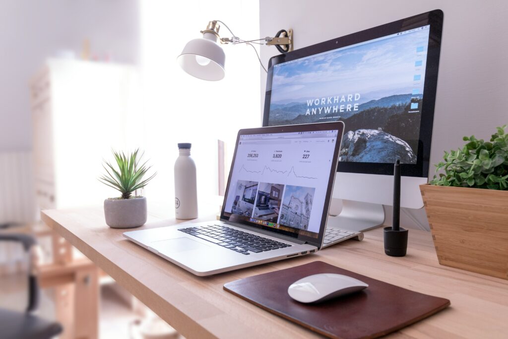 Computer screens on and displaying images