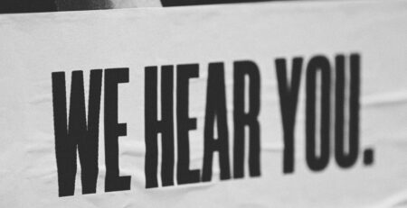 An image depicting the words we hear you.