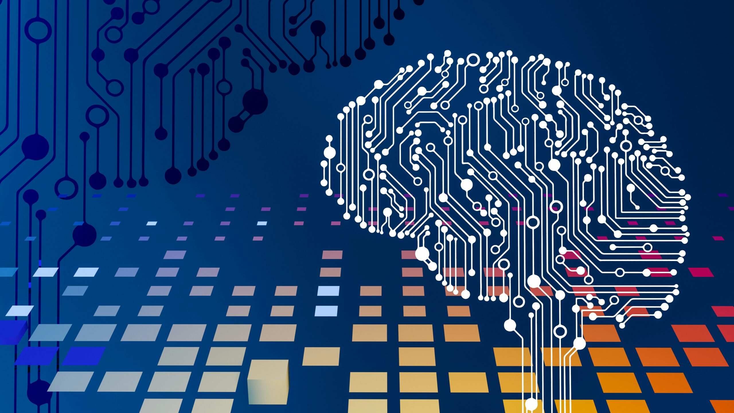 Computer circuit board with the shape of a human brain