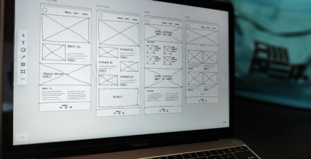 Computer screen with the structure of some pages