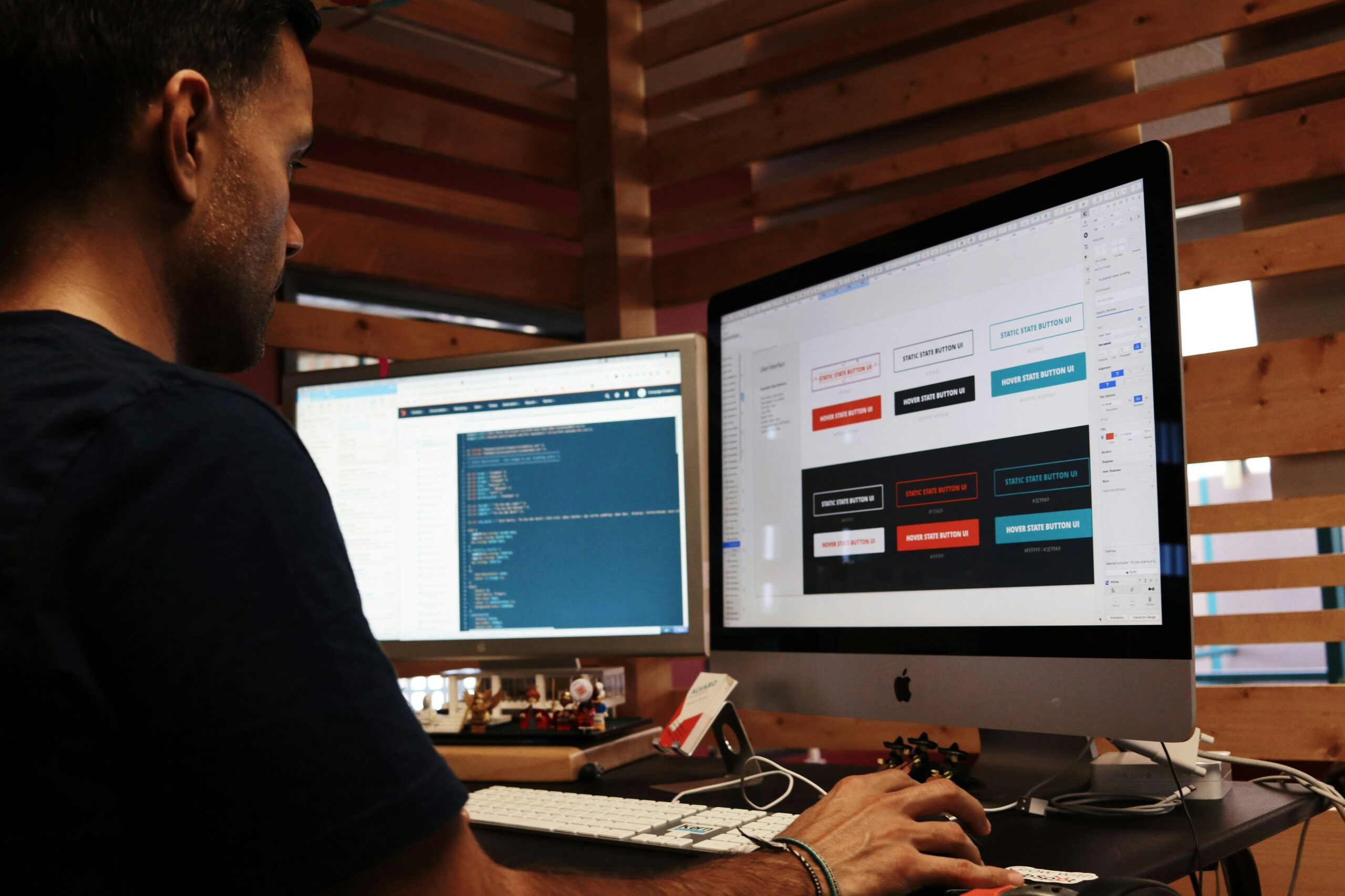 Man working on a design with an iMac