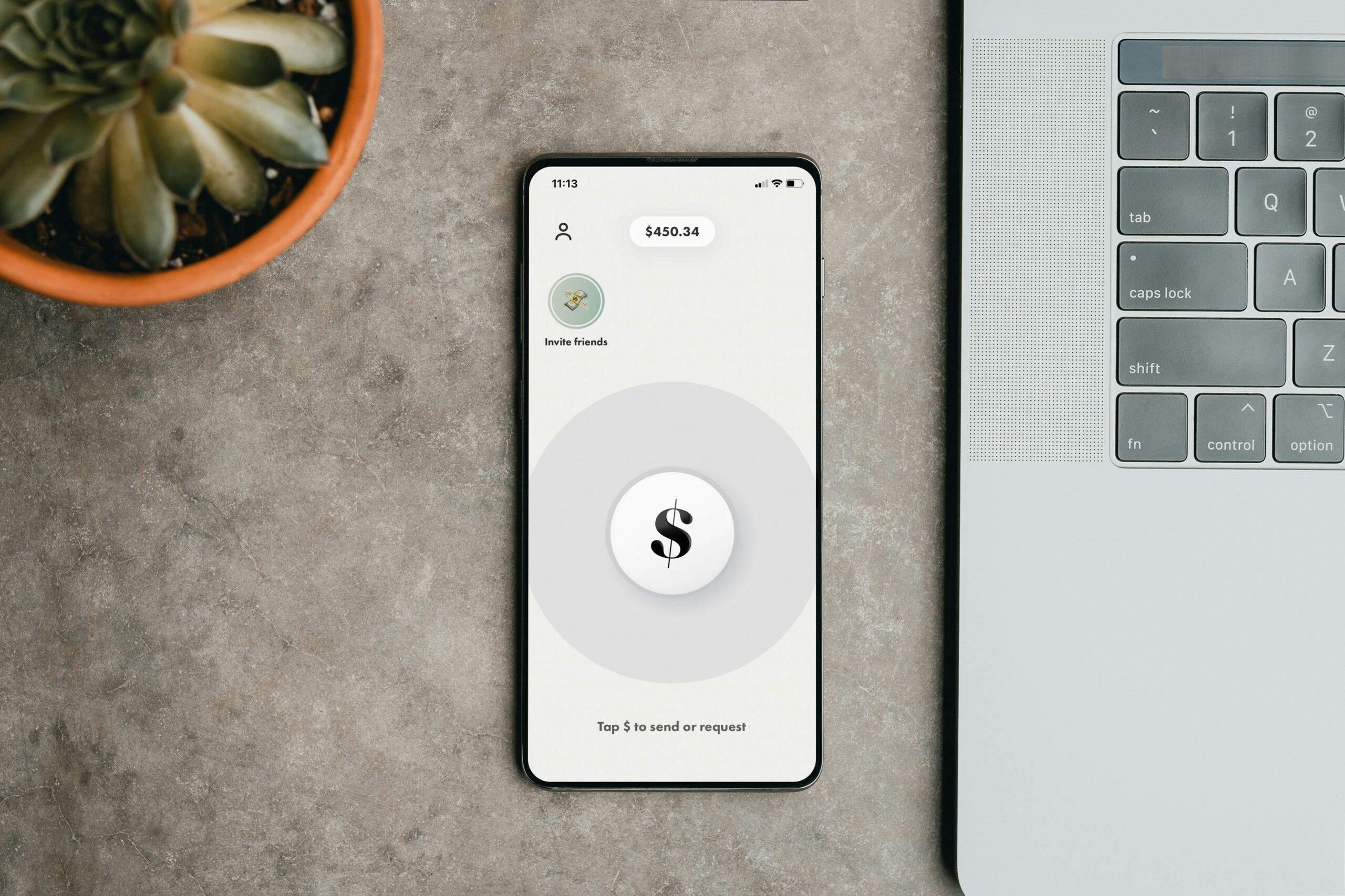 a dollar sign on a phone screen