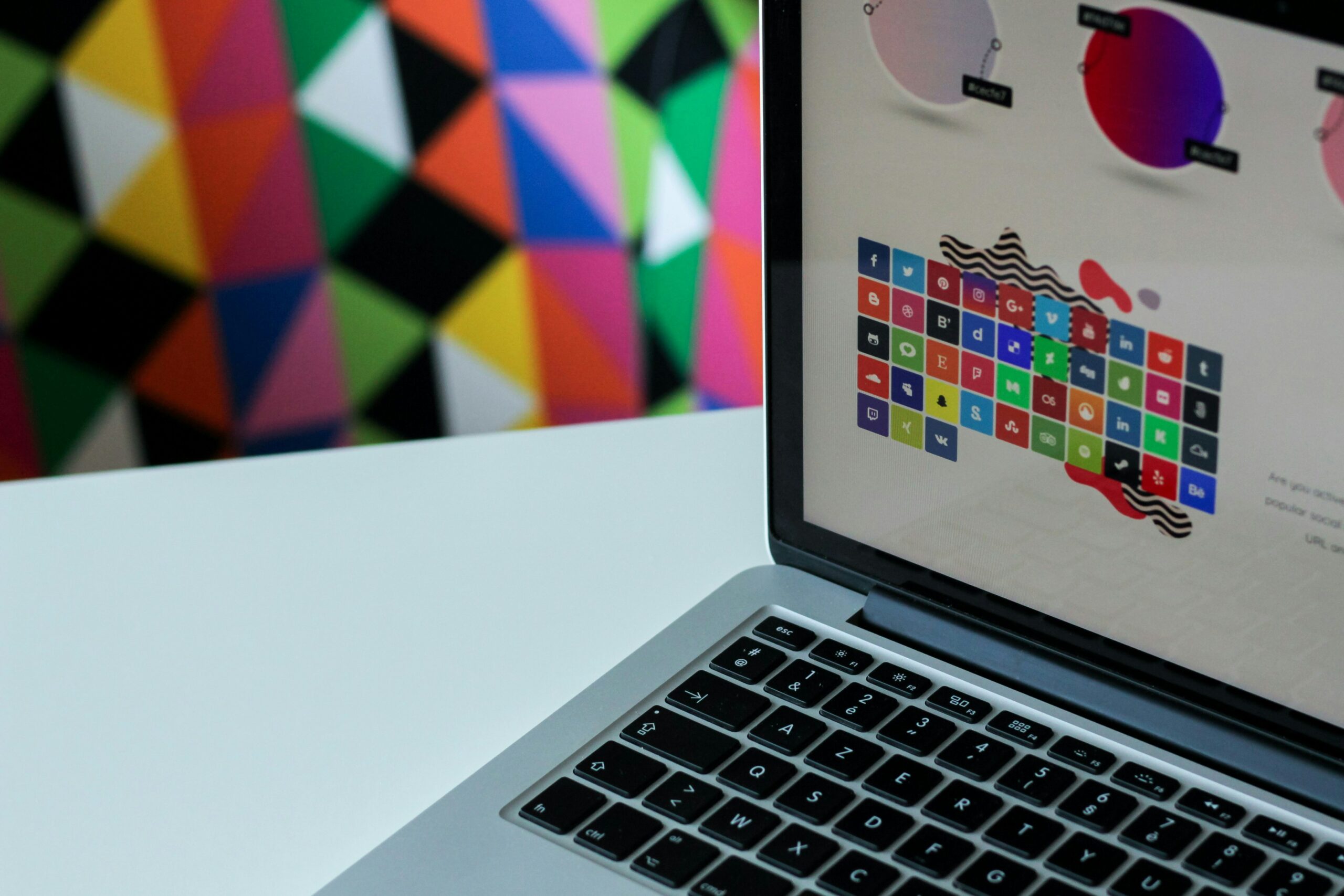 Computer laptop with colorful screen